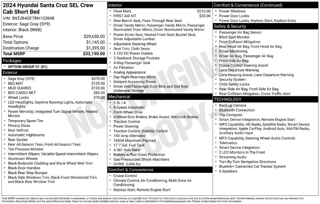 Used 2024 Hyundai Santa Cruz SEL FWD image 10