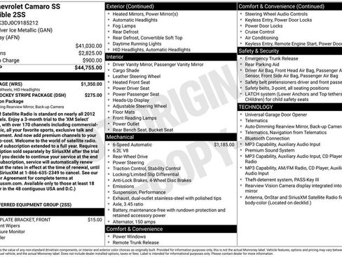 Used 2012 Chevrolet Camaro SS w/ RS Package RWD image 7