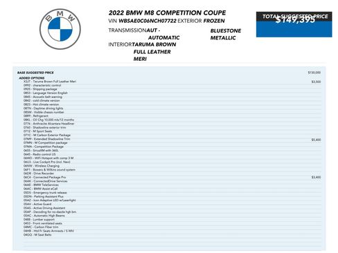 Used 2022 BMW M8 Competition w/ M Carbon Exterior Package AWD/4WD image 85
