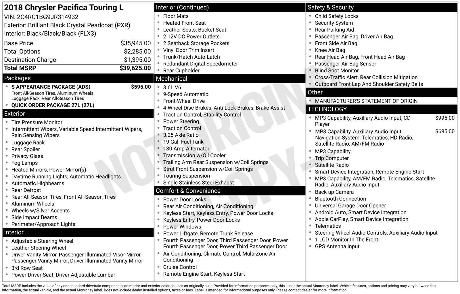 Used 2018 Chrysler Pacifica Touring-L w/ S Appearance Package FWD image 13