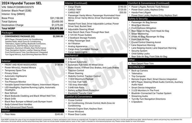Certified 2024 Hyundai Tucson SEL w/ Convenience Package AWD/4WD image 10