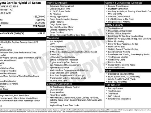 Used 2023 Toyota Corolla LE w/ Carpet Mat Package (TMS) image 15