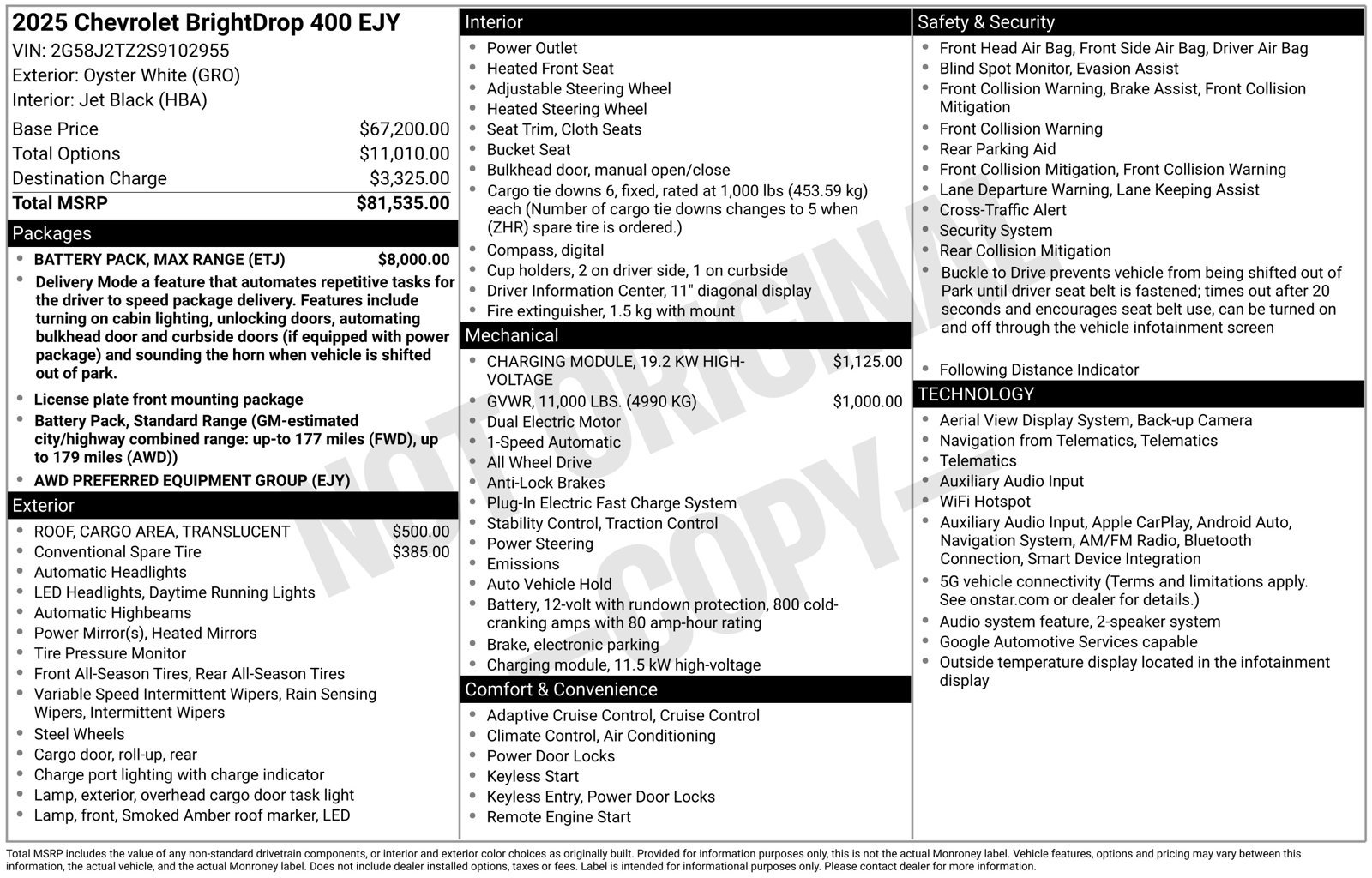 Used 2025 Chevrolet Brightdrop 400 w/ Battery Pack, Max Range AWD/4WD image 3
