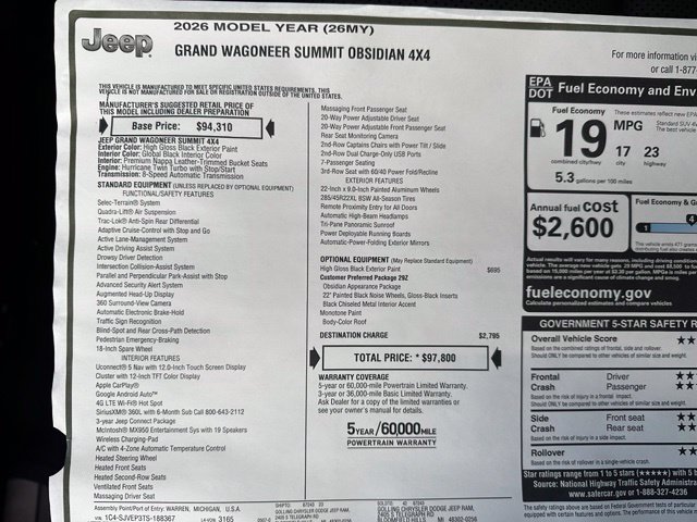 New 2026 Jeep Grand Wagoneer Summit AWD/4WD image 41