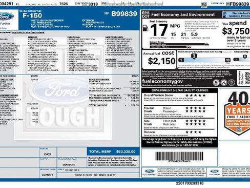 Certified 2017 Ford F150 Platinum w/ Equipment Group 701A Luxury AWD/4WD image 2