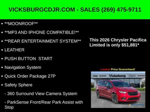 New 2026 Chrysler Pacifica Limited w/ Uconnect Theater Family Group image 11