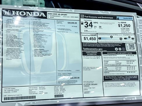 New 2026 Honda Civic Sport image 31