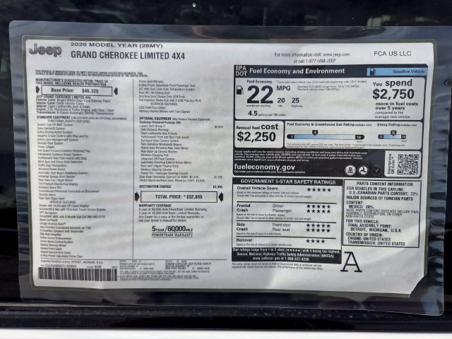 New 2026 Jeep Grand Cherokee Limited w/ Luxury Tech Group II AWD/4WD image 3