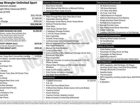 Used 2015 Jeep Wrangler Unlimited Sport w/ Quick Order Package 24S AWD/4WD image 15