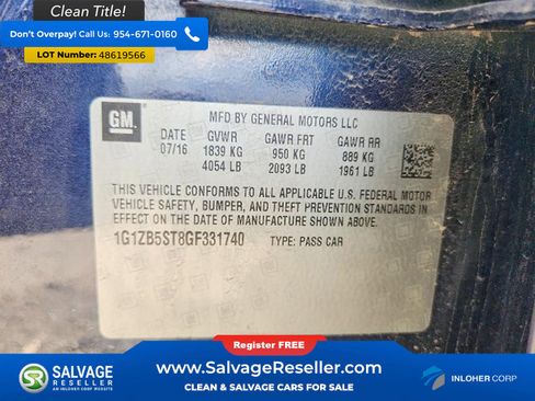 Used 2016 Chevrolet Malibu LS w/ LPO, Convenience Package 2 image 16