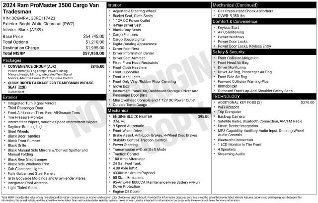 Used 2024 RAM ProMaster 3500 w/ Convenience Group FWD image 4