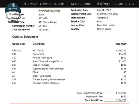 Used 2008 Porsche 911 Turbo AWD/4WD image 2