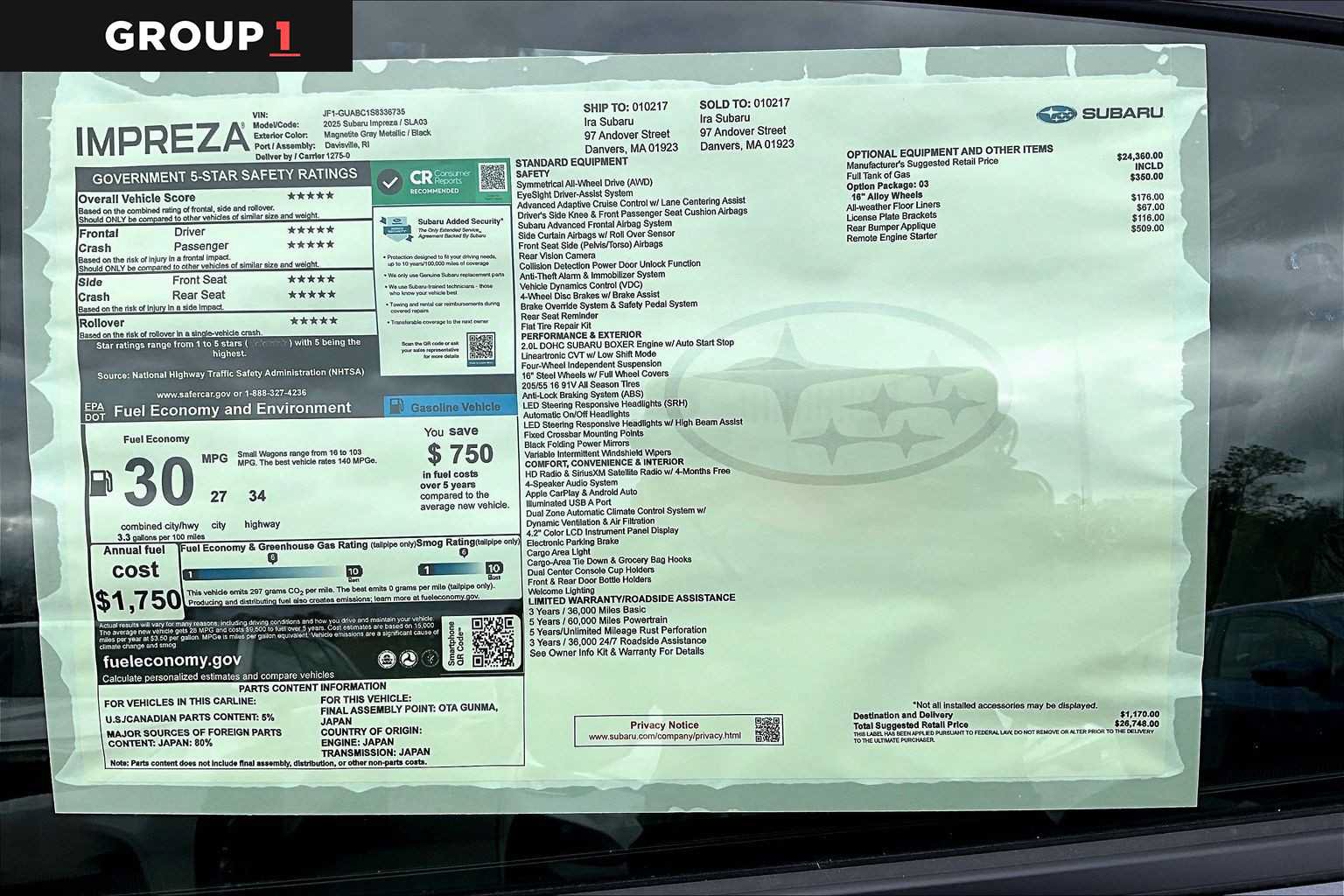 Used 2025 Subaru Impreza 2.0i AWD/4WD image 18