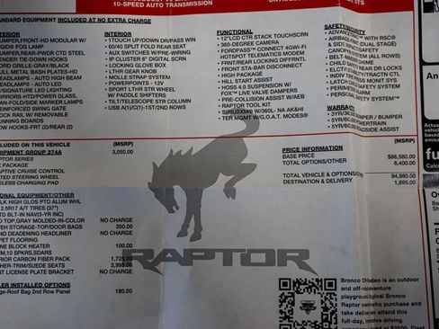 Used 2023 Ford Bronco Raptor AWD/4WD image 92