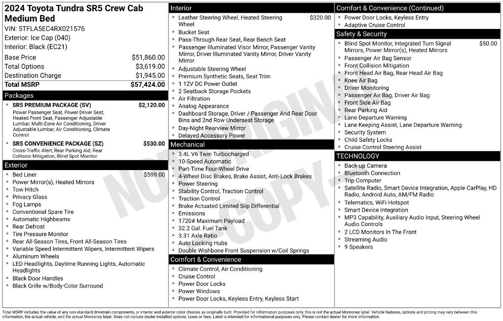 Used 2024 Toyota Tundra SR5 w/ SR5 Premium Package AWD/4WD image 3