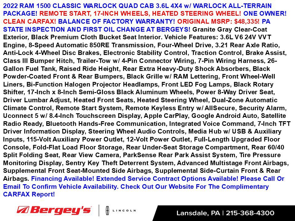 Used 2022 RAM 1500 Warlock w/ Ceramic Gray Warlock Package AWD/4WD image 2