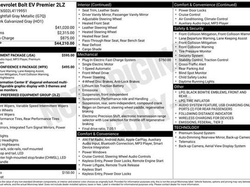 Used 2020 Chevrolet Bolt Premier w/ Infotainment Package image 7