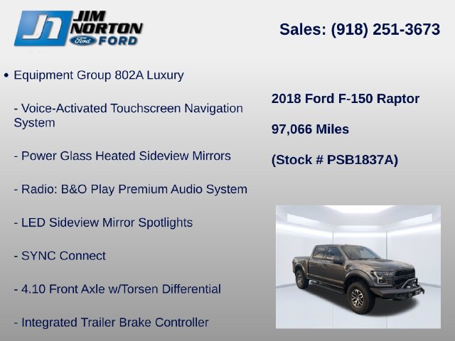 Used 2018 Ford F150 Raptor w/ Equipment Group 802A Luxury AWD/4WD image 14
