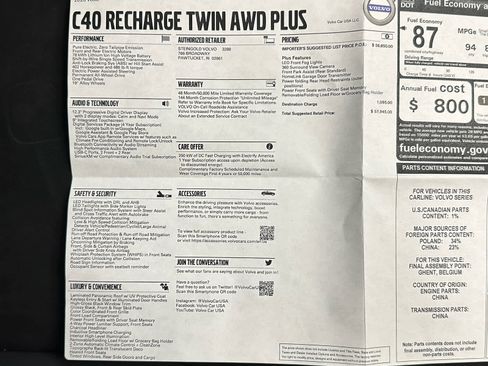 Used 2023 Volvo C40 P8 Recharge Plus image 40