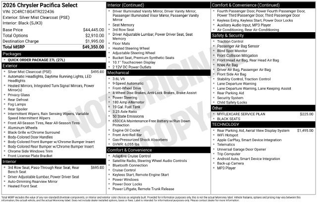 New 2026 Chrysler Pacifica Select FWD image 35