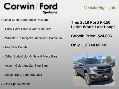Used 2018 Ford F150 Lariat w/ Equipment Group 502A Luxury AWD/4WD image 24
