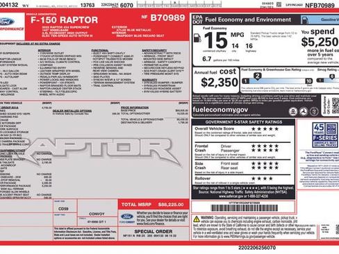 Certified 2022 Ford F150 Raptor w/ Raptor 37 Performance Package AWD/4WD image 2