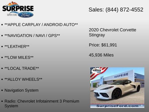 Used 2020 Chevrolet Corvette Stingray Preferred Cpe w/ 2LT Preferred Equipment Group RWD image 15
