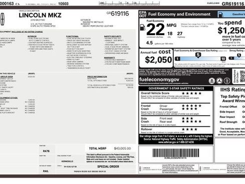 Used 2016 Lincoln MKZ w/ Equipment Group 300A Reserve FWD image 2