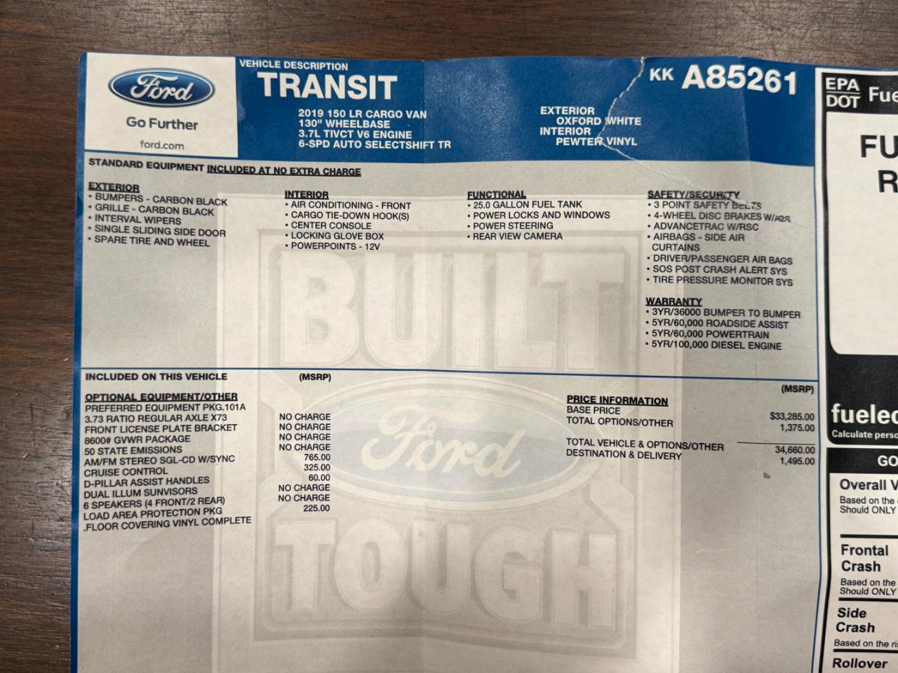 Used 2019 Ford Transit 150 130 Low Roof RWD image 51