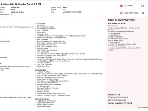 Used 2019 Mitsubishi Outlander Sport LE image 4