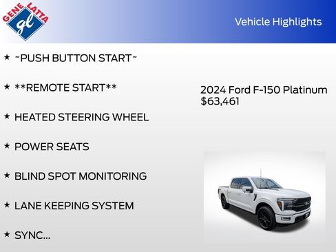 Certified 2024 Ford F150 Platinum w/ Equipment Group 702A High AWD/4WD image 37