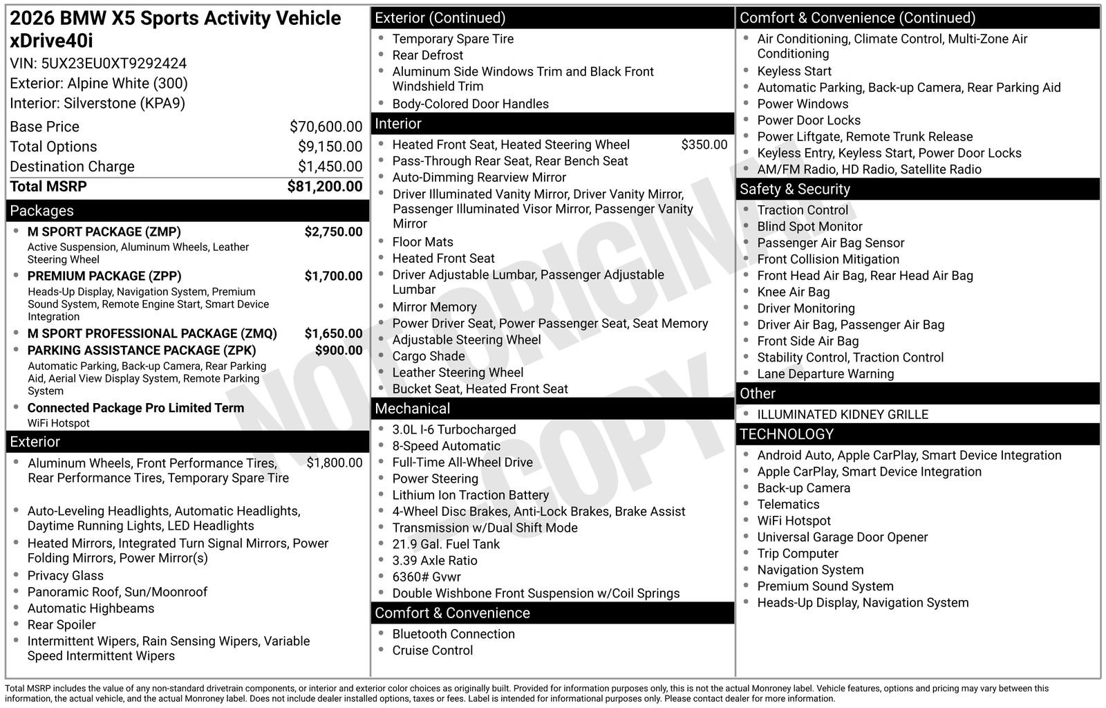 Used 2026 BMW X5 xDrive40i w/ M Sport Package AWD/4WD image 63