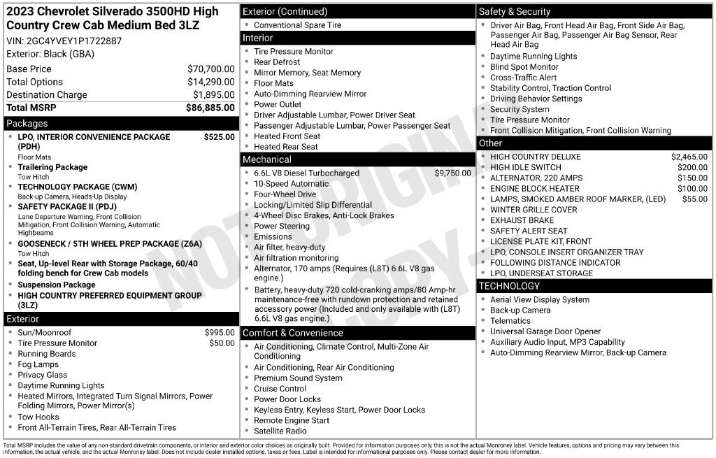 Used 2023 Chevrolet Silverado 3500 High Country AWD/4WD image 67
