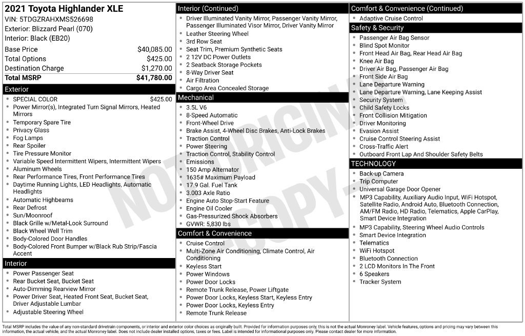Used 2021 Toyota Highlander XLE FWD image 34