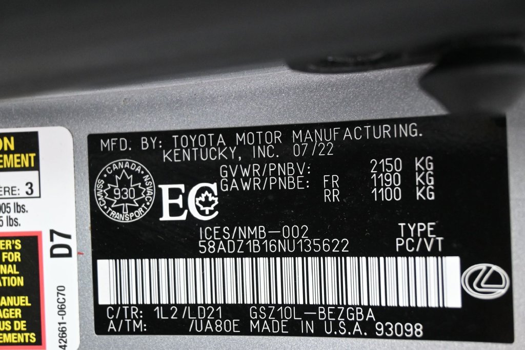 Used 2022 Lexus ES 350 w/ ES 350 Ultra Luxury Package FWD image 8
