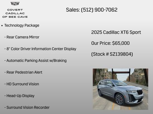 New 2025 Cadillac XT6 Sport w/ Technology Package AWD/4WD image 12