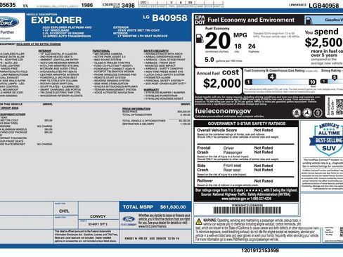 Certified 2020 Ford Explorer Platinum w/ Premium Technology Package image 3