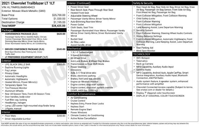 Used 2021 Chevrolet TrailBlazer LT w/ Convenience Package AWD/4WD image 6