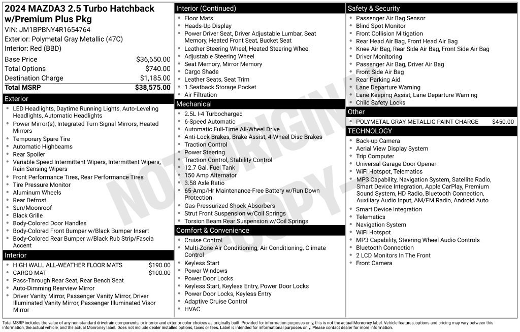 Certified 2024 MAZDA MAZDA3 Hatchback w/Premium Plus Pkg AWD/4WD image 3