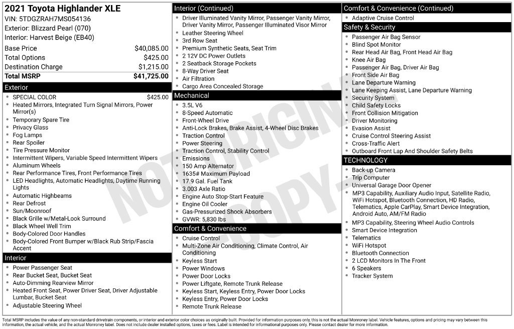 Used 2021 Toyota Highlander XLE FWD image 29