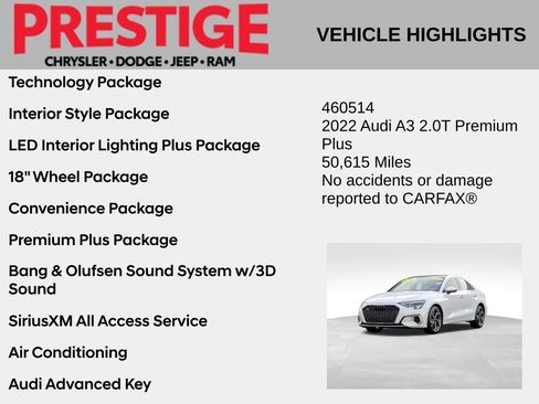 Used 2022 Audi A3 2.0T Premium Plus w/ Premium Plus Package AWD/4WD image 2