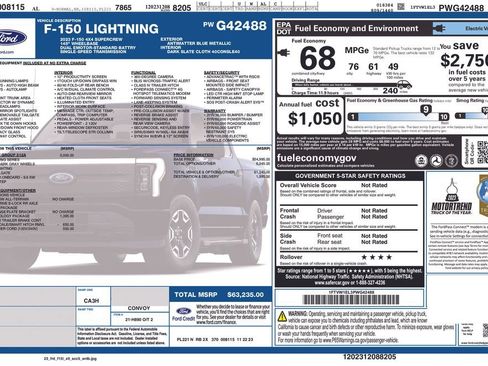 Certified 2023 Ford F150 Lightning XLT w/ Equipment Group 312A High AWD/4WD image 52