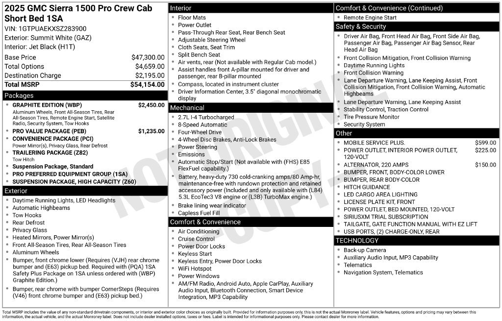 Used 2025 GMC Sierra 1500 Pro w/ Graphite Edition AWD/4WD image 4