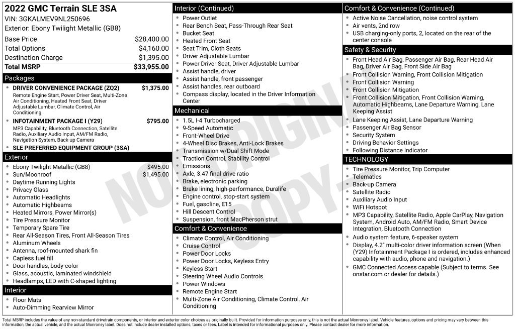 Used 2022 GMC Terrain SLE w/ Driver Convenience Package FWD image 1