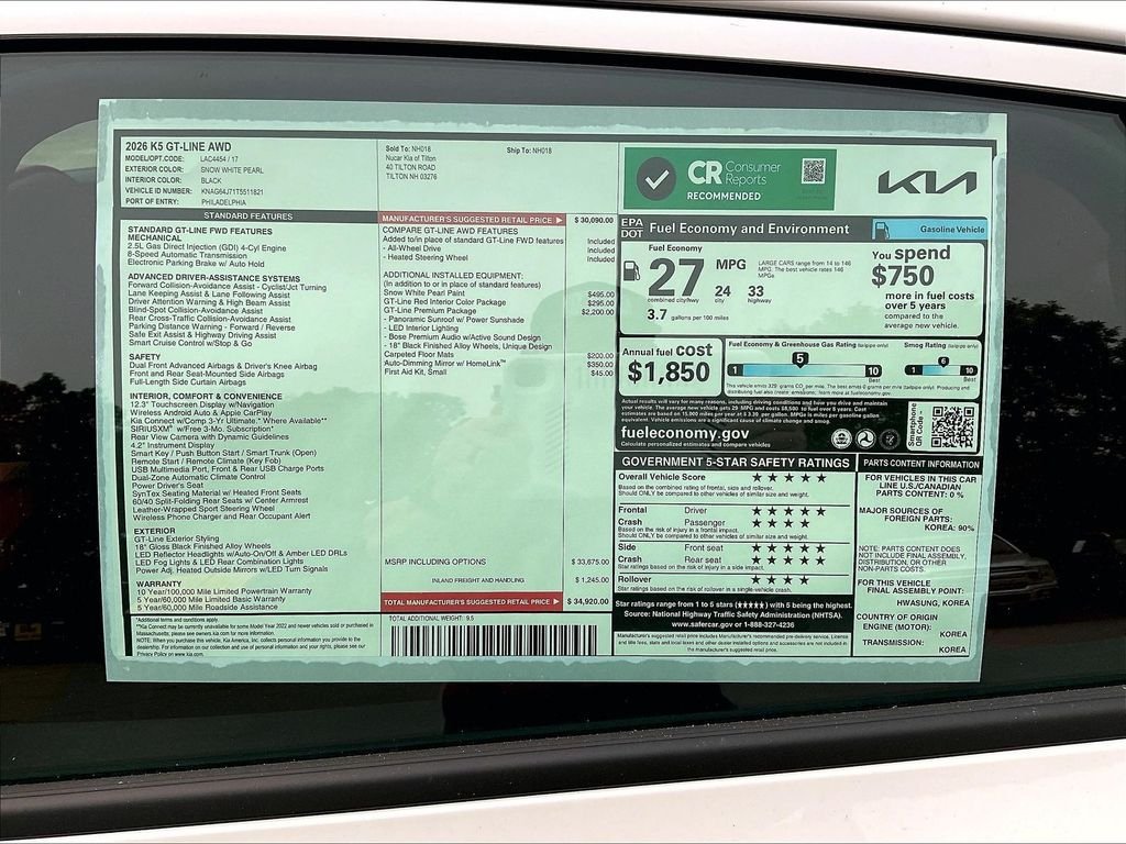 New 2026 Kia K5 GT-Line w/ GT-Line Premium Package AWD/4WD image 17