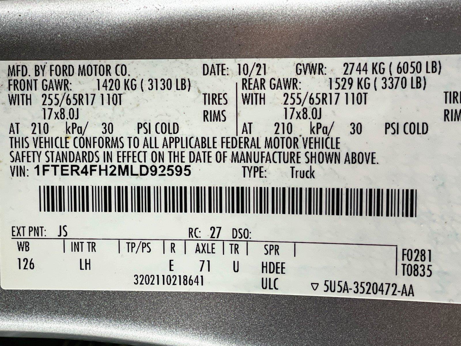 Used 2021 Ford Ranger XL w/ Equipment Group 101A High AWD/4WD image 32