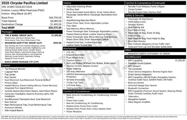 Used 2020 Chrysler Pacifica Limited w/ Tire & Wheel Group FWD image 36