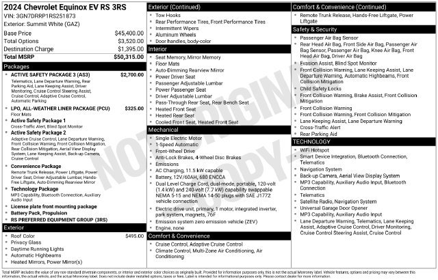 Used 2024 Chevrolet Equinox EV RS w/ Active Safety Package 3 FWD image 7