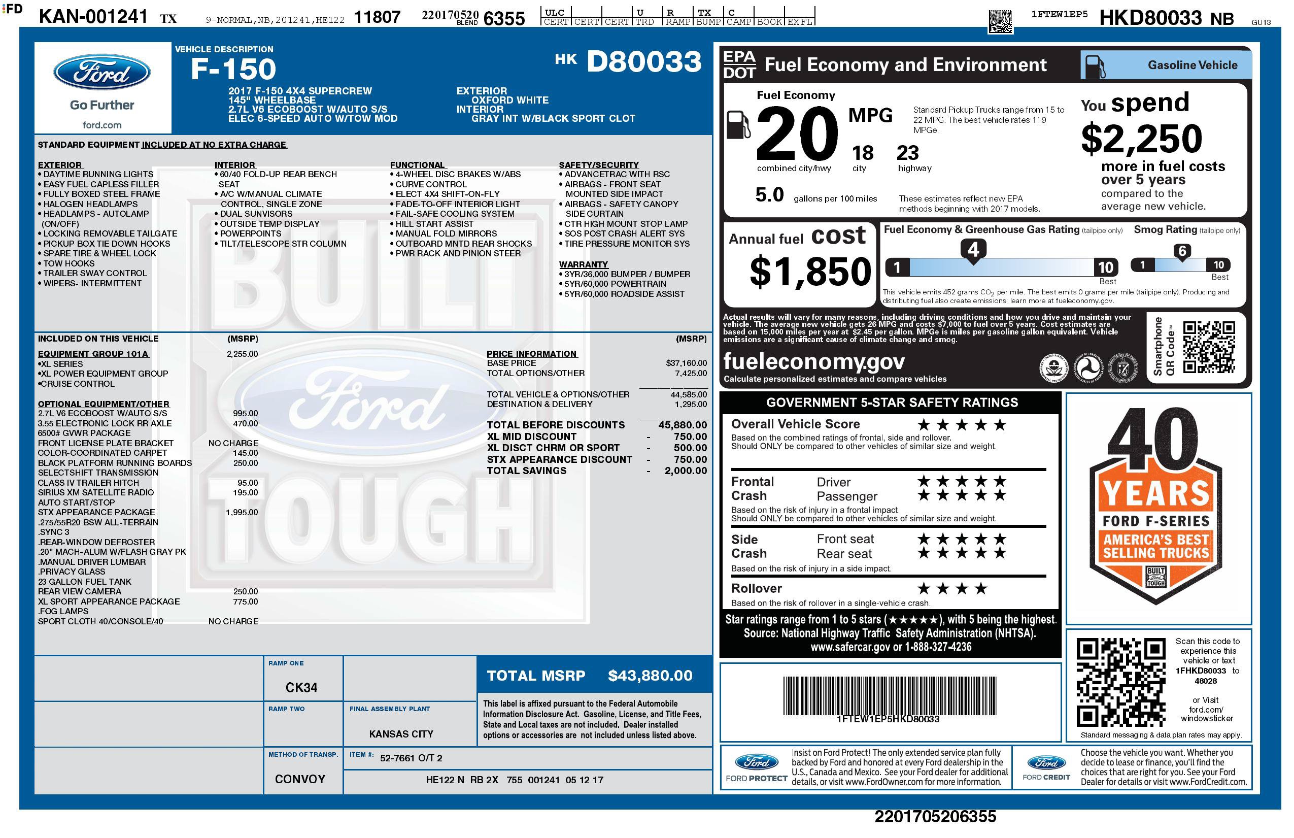 Used 2017 Ford F150 XL w/ Equipment Group 101A Mid AWD/4WD image 3