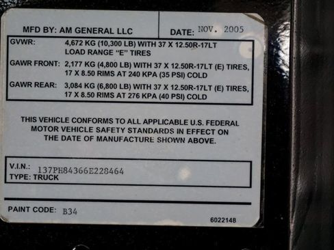 Used 2006 HUMMER H1 4-Door Wagon AWD/4WD image 20